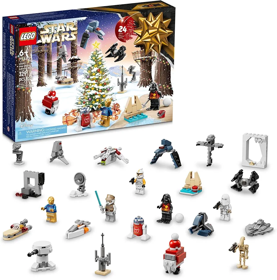 LEGO Star Wars 2022 Advent Calendar 75340 Building Toy Set for Kids, Boys and Girls, Ages 6+, 8 Characters and 16 Mini Builds (329 Pieces)