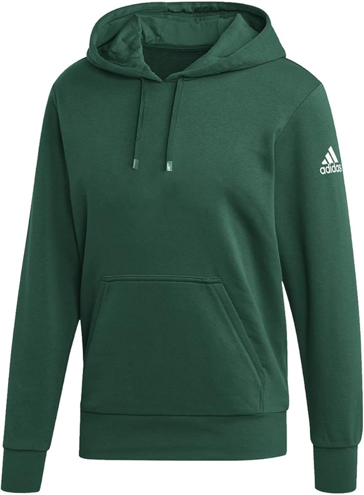 adidas Mens Fleece Hoodie 2XL Dark Green-white