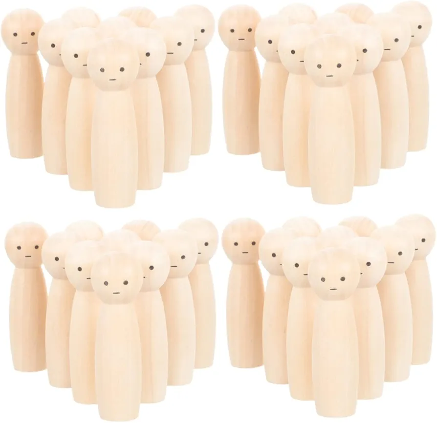 40 Pcs DIY Doll DIY Blank Wooden Peg Dolls Wooden Peg Dolls Decor Wood Crafts Unfinished Kids Art Crafts Supplies Kids DIY Supplies Sand Table Wooden Doll Unfinished Peg Dolls