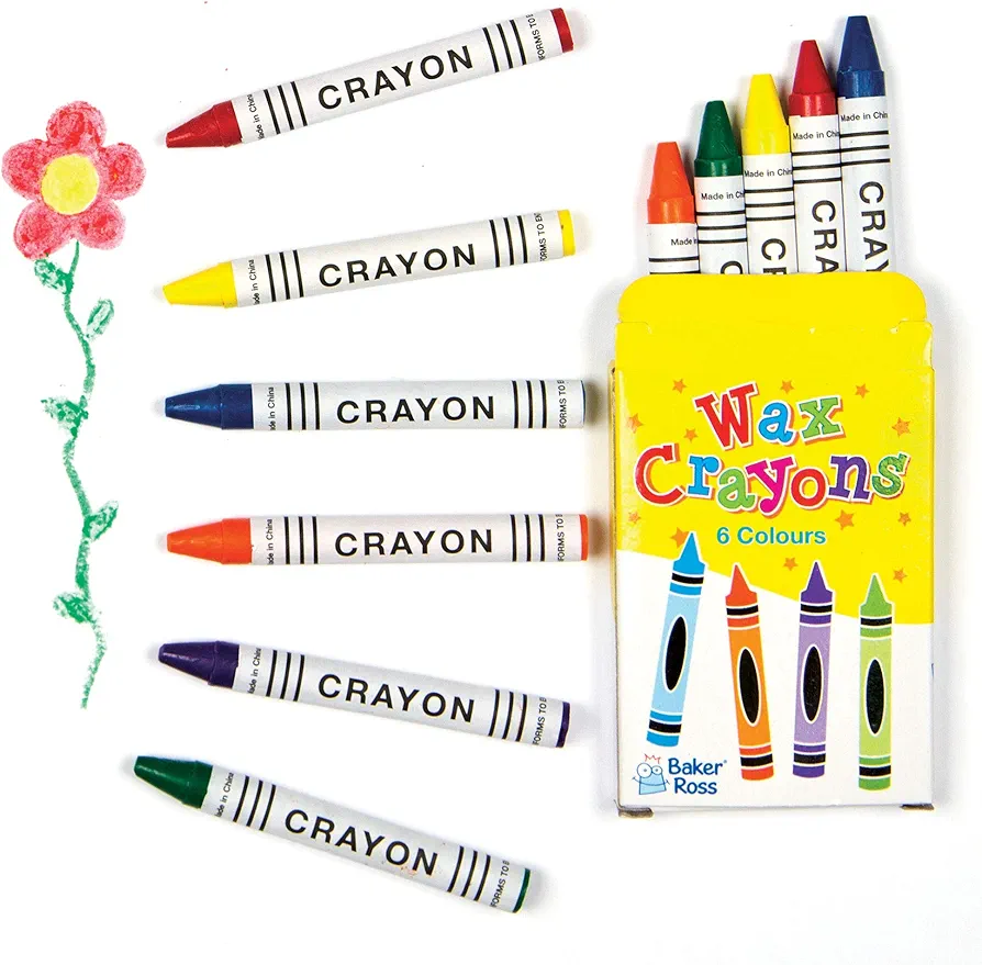 Baker Ross AF989 Mini Crayons - Pack of 8 boxes, Arts and Crafts Supplies and School Classroom Supplies, assorted, 7cmx5cm