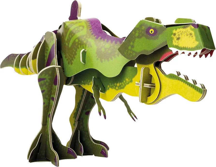 Build Your Own T-Rex Dinosaur - Moving Head and Jaw Closing Action - Eco Friendly Cardboard Craft Kit - Ages 8+