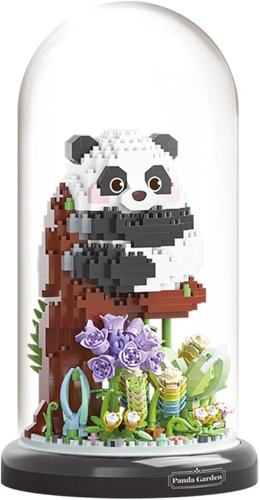 Panda Flower Bouquet Building Set for Adults, Mini Animal Flowers Plants with Dust Cover and LED Light, Botanical Collection Building Toy for Adults Teens Age 14+ Years (1083 PCS)