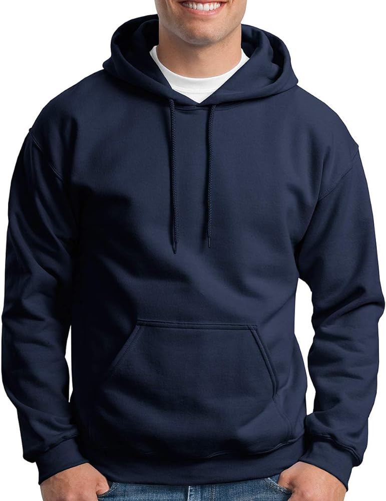 Hooded Pullover Sweat Shirt Heavy Blend 50/50 7.75 oz. by Gildan (Style# 18500) (Medium, Navy)