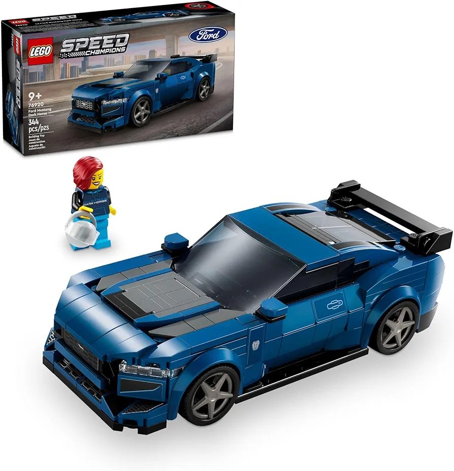 LEGO Speed Champions Ford Mustang Dark Horse Sports Car Toy, Buildable Ford Mustang Toy for Kids, Blue Toy Car Model Set, Gift Idea for Boys and Girls Aged 9 Years Old and Up, 76920