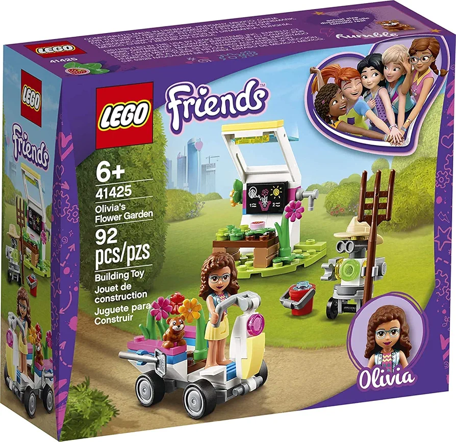 LEGO Friends Olivia’s Flower Garden 41425 Building Toy for Kids; This Play Garden Comes with 2 Buildable Figures, Friends Olivia and Zobo, for Hours of Creative Play (92 Pieces)