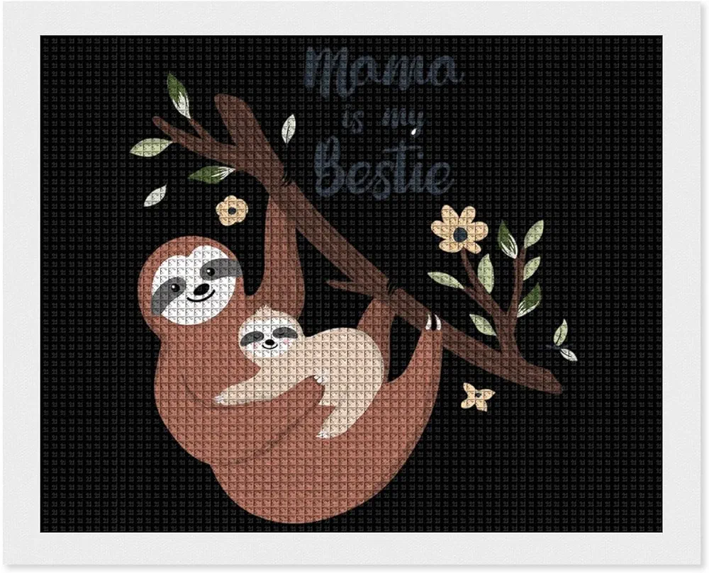 Sloth Mama is My Bestie 5D Diamond Art Painting Kits Full Drill Pictures Arts Craft for Home Wall Decor for Adults DIY Gift