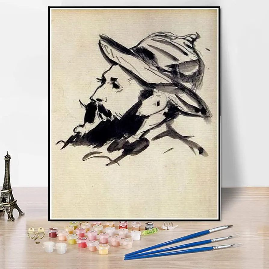 Paint by Numbers Kits for Adults and Kids Head of A Man Claude Monet Painting by Edouard Manet Arts Craft for Home Wall Decor