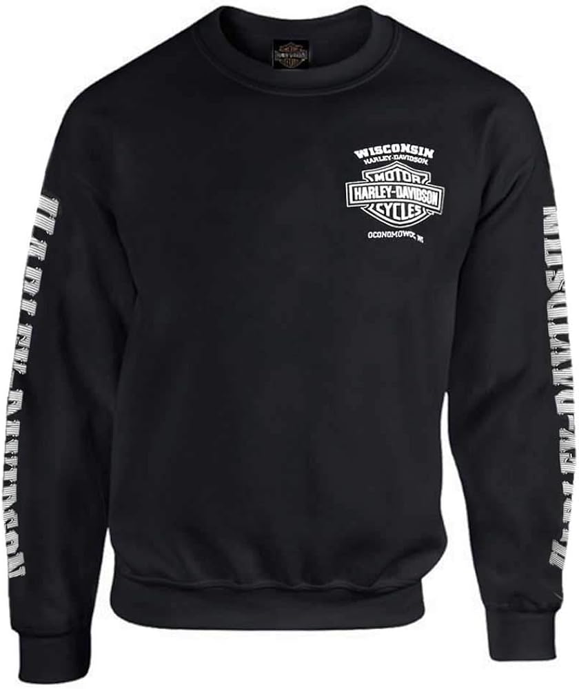 Harley-Davidson Men's Lightning Crest Fleece Pullover Sweatshirt, Black