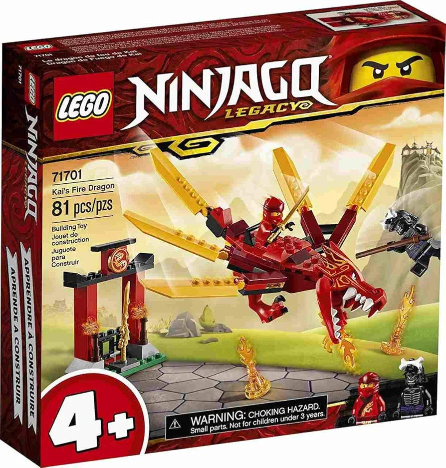 LEGO NINJAGO Legacy Kai’s Fire Dragon 71701 Dragon Toy Figure Building Kit (81 Pieces)