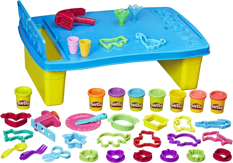 Play-Doh Play 'n Store Table Toy, 25+ Accessories, 8 Cans of Assort. Colors, Back to School Classroom Supplies, Kids Arts & Crafts, Preschool Toys, Ages 3+ (Amazon Exclusive)