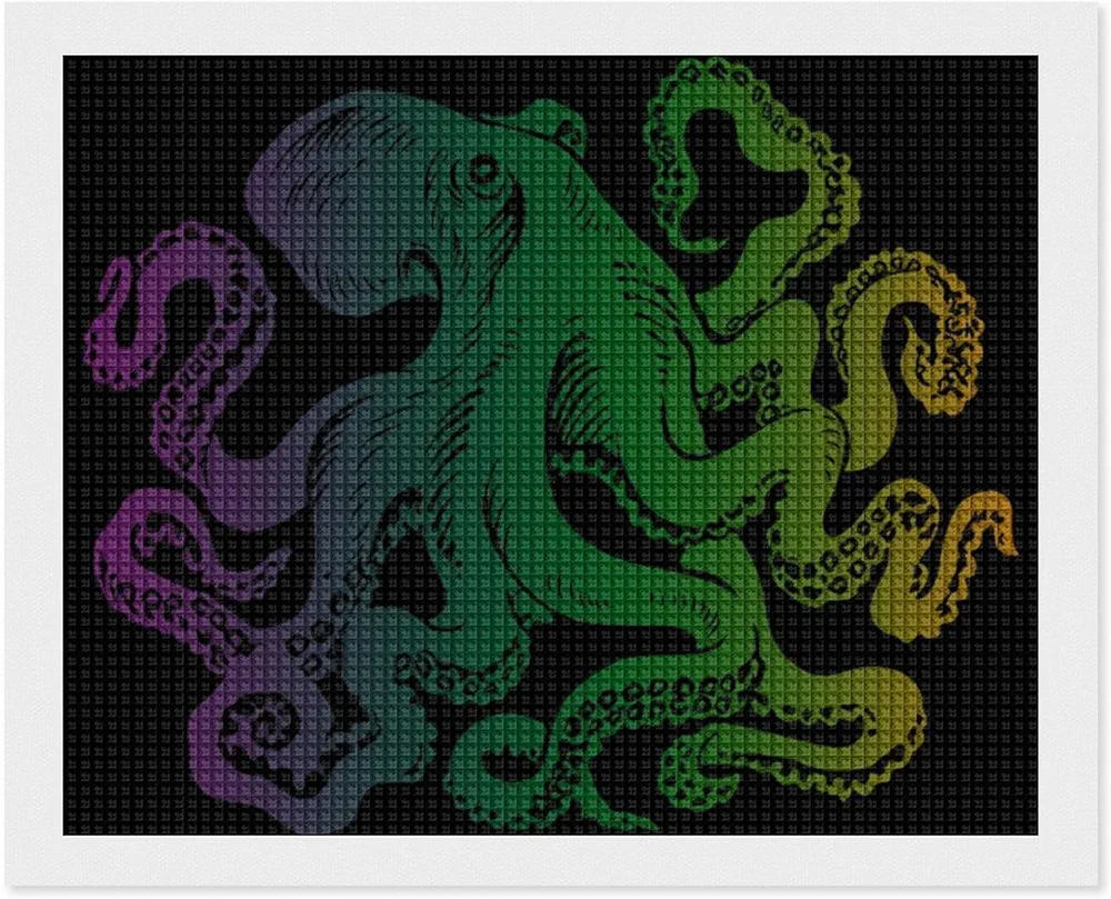 Colorful Octopus 5D Diamond Art Painting Kits Full Drill Pictures Arts Craft for Home Wall Decor for Adults DIY Gift