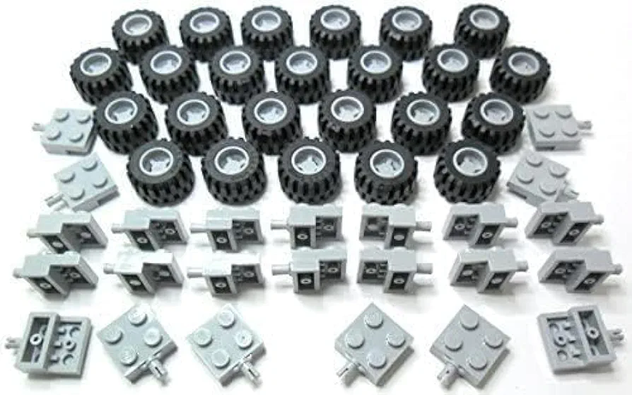 LEGO City - Wheel, Tire and Axle-Set Grey - 72 Pieces. Delivery as Illustrated in Blister-Pack