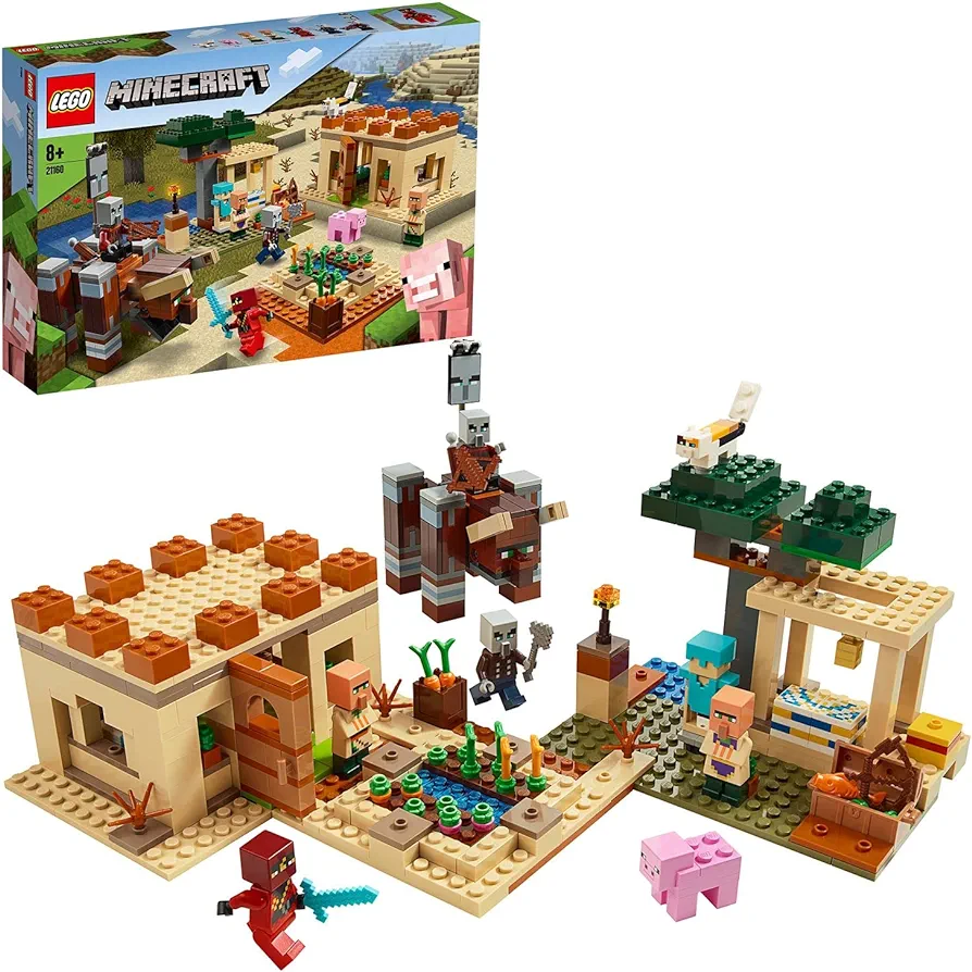 LEGO 21160 Minecraft The Illager Raid Village Building Set with Ravager and Kai, Adventure Toys for Kids