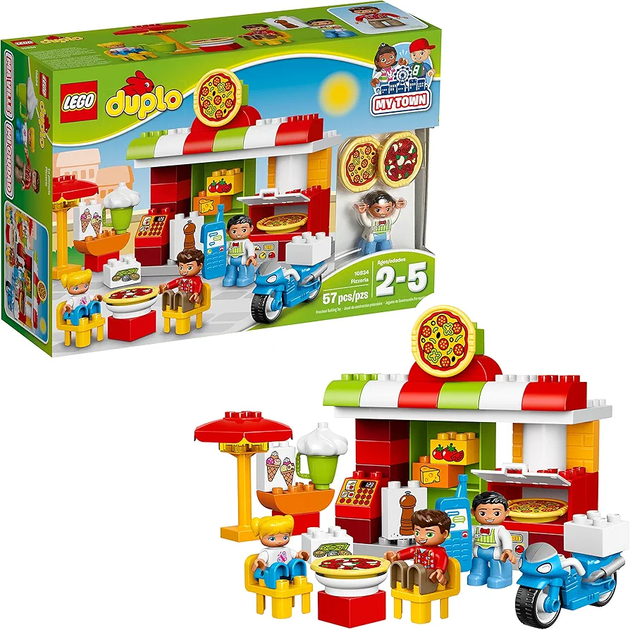 LEGO DUPLO My Town Pizzeria 10834, Preschool, Pre-Kindergarten Large Building Block Toys for Toddlers (57 Pieces)