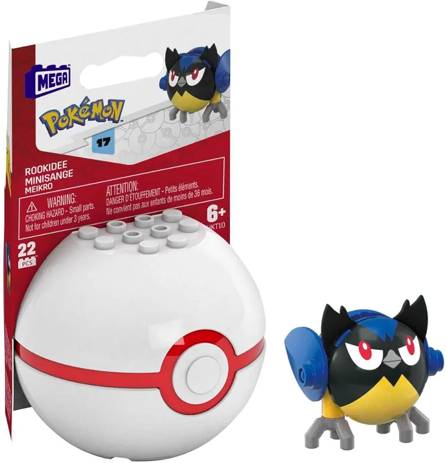 Mega Construx Pokemon Series 17 Rookidee Figure Building Set with Premier Poke Ball