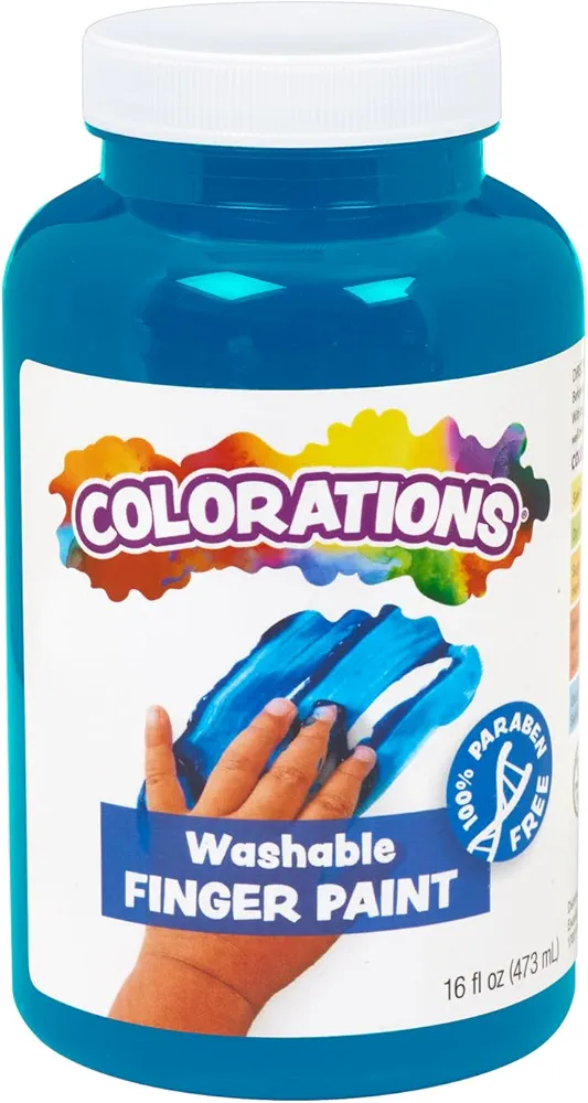 Colorations Washable Finger Paints, 16 fl oz, Turquoise, Non-Toxic, Creamy, Vibrant, Kids Paint, Craft, Hobby, Fun, Art Supplies, Young kids, finger painting, hand painting