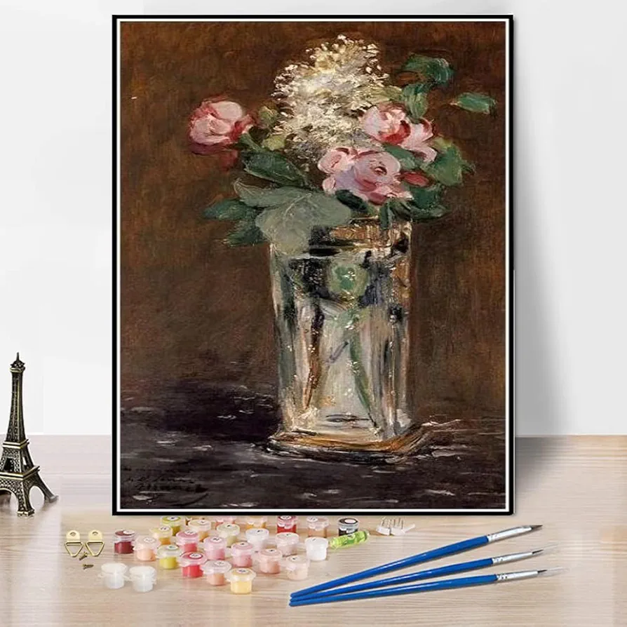 DIY Painting Kits for Adults Flowers in A Crystal Vase Painting by Edouard Manet Arts Craft for Home Wall Decor