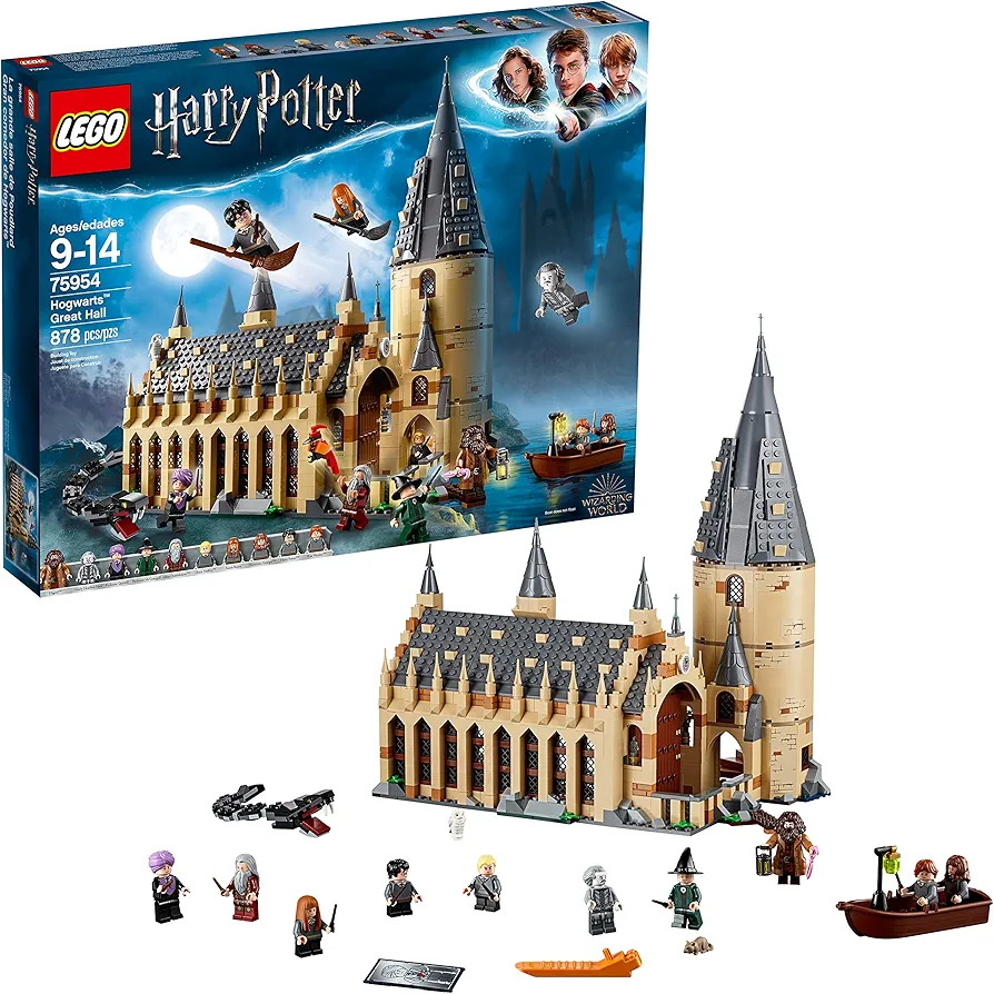 LEGO Harry Potter Hogwarts Great Hall 75954 Building Kit and Magic Castle Toy, Fantasy Creatures, Hermione Granger, Draco Malfoy and Hagrid (878 Pieces)