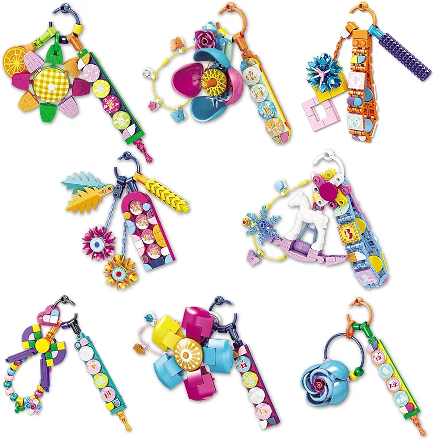 KAZI Keychain Building Sets for Girls,Hanging Decoration for Purse Handbag Backpack, DIY Handbag Decoration Keychain Making Kit,Bag Tag Toy Building Blocks,Funny Easter Gift