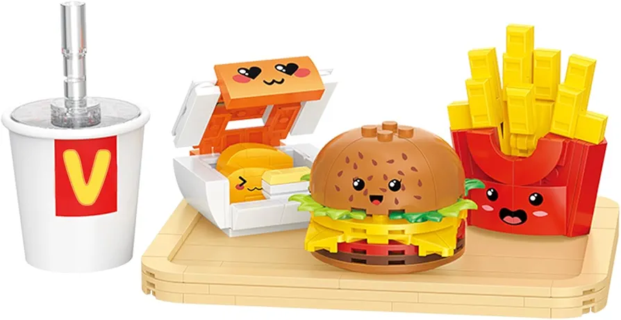 Hamburgers, French Fries, Chicken Nuggets, Drink Model Building Blocks, City Fast Food Toys Set, Mini Building Blocks Kits for Kids Age 6-12, for Birthdays Christmas