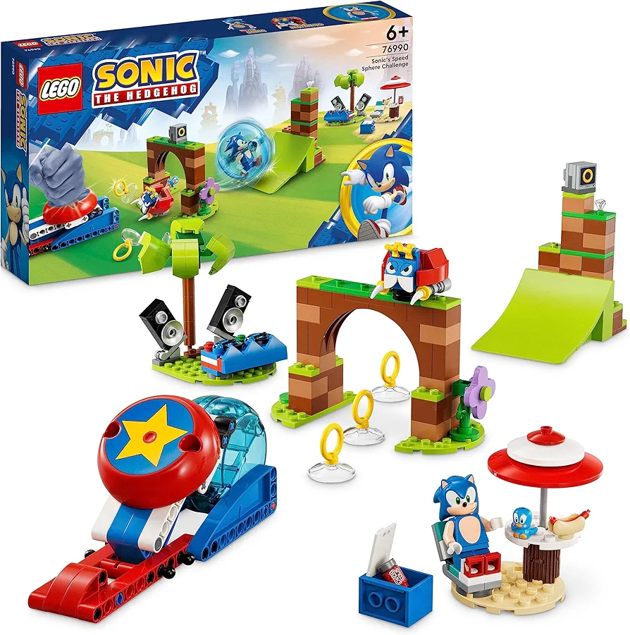 LEGO Sonic The Hedgehog Sonic’s Speed Sphere Challenge 76990 Building Toy Set, Sonic Playset with Speed Sphere Launcher and 3 Sonic Figures, Fun Birthday Gift for Young Fans Ages 6 and Up