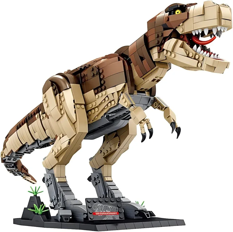 Liberty Imports 1811 Piece Dinosaur World Tyrannosaurus Rex Building Block Toy Set, STEM Build Your Own Jurassic T-Rex Brick Set for Kids, Adults