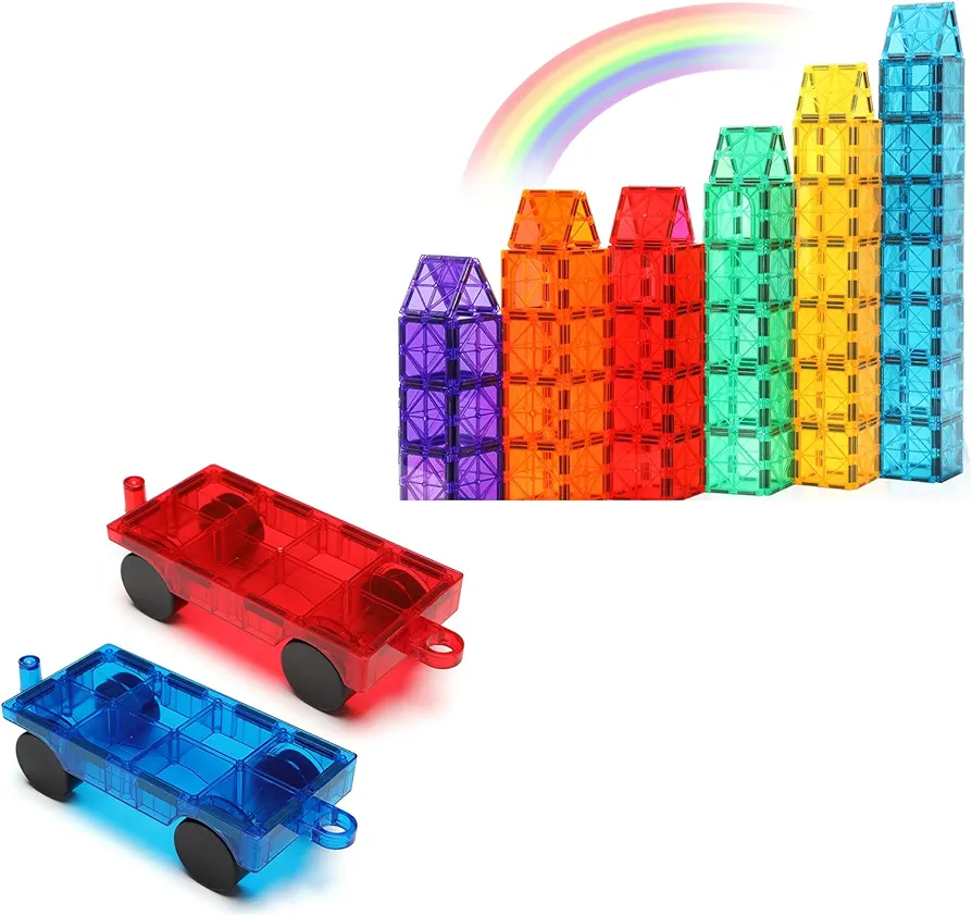 Gemmicc Magnetic Tiles Starter Set + 2 Magnetic Cars