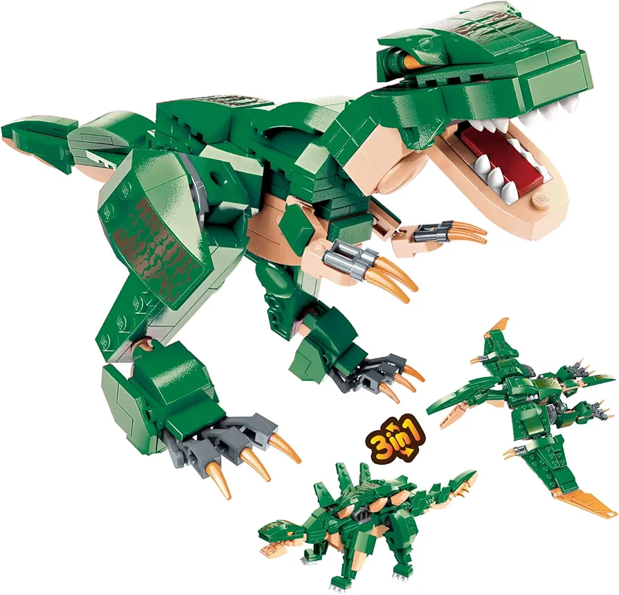 STEM 3 in1 Dinosaurs Building Blocks Toys for Kids Age 6-10 Year Old, Compatible with Lego, Educational Building Sets Best Gifts for Boy 6-10 (287PCS)