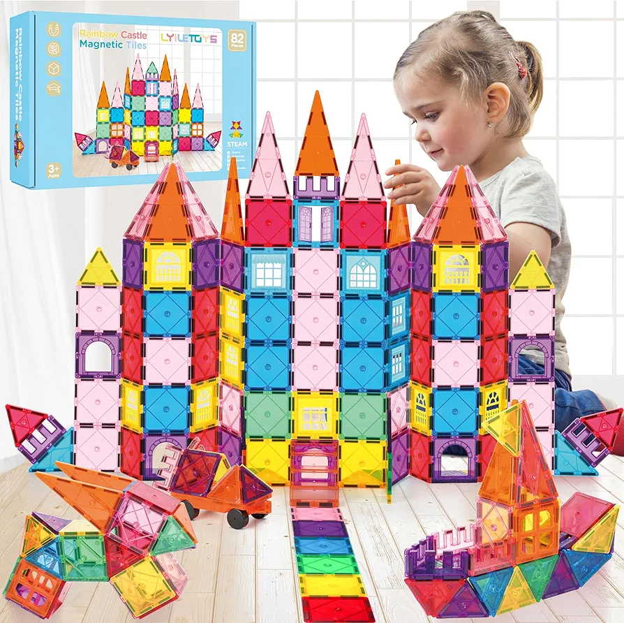 Magnetic Building Block Set with Magnetic car, Suitable for Kid 3-8, Encouraging Creativity of Kid Aged 5-12 & Developing Children's fine Motor Skills with 3D Magnetic Tiles.