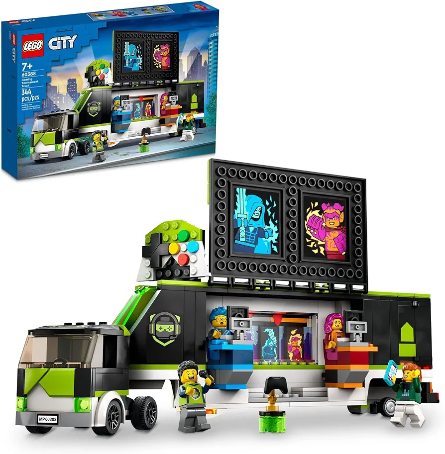 LEGO City Gaming Tournament Truck 60388, Gamer Gifts for Girls, Boys, and Kids, Esports Vehicle Toy Set for Video Game Fans, Featuring 3 Minifigures, Toy Computers and Stadium Screens, Ages 7+