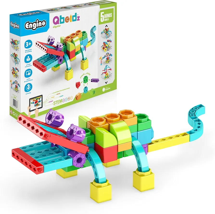 Engino QBOIDZ Alligator Adventure Building Blocks Toy for Ages 3+, Includes 5 Bonus Models