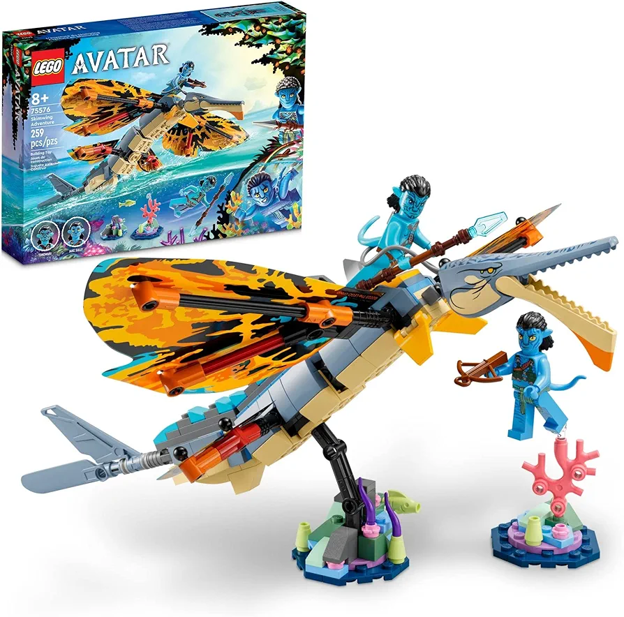 LEGO Avatar: The Way of Water Skimwing Adventure 75576 Collectible Set with Toy Animal for Boys & Girls, Pandora Coral Reef Scene, Jake Sully and Tonowari Minifigures