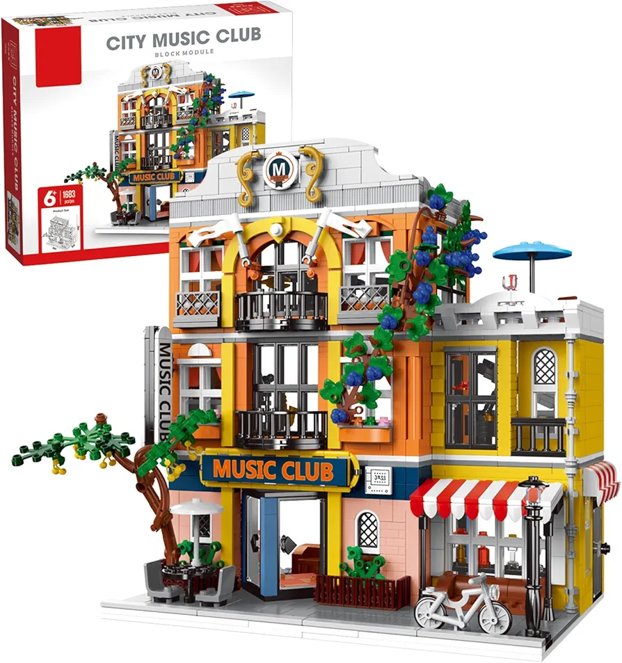 ENJBRICK Flowers City Jazz Club Building Sets for Adutls, Architecture House Building Kit for Boys and Girls 8-14 Years 1683PCS