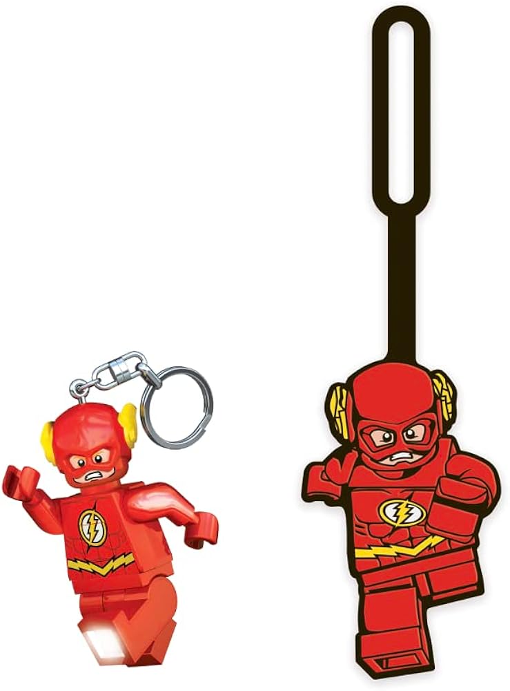 LEGO DC The Flash Keychain Light and Silicone Bag Tag Bundle