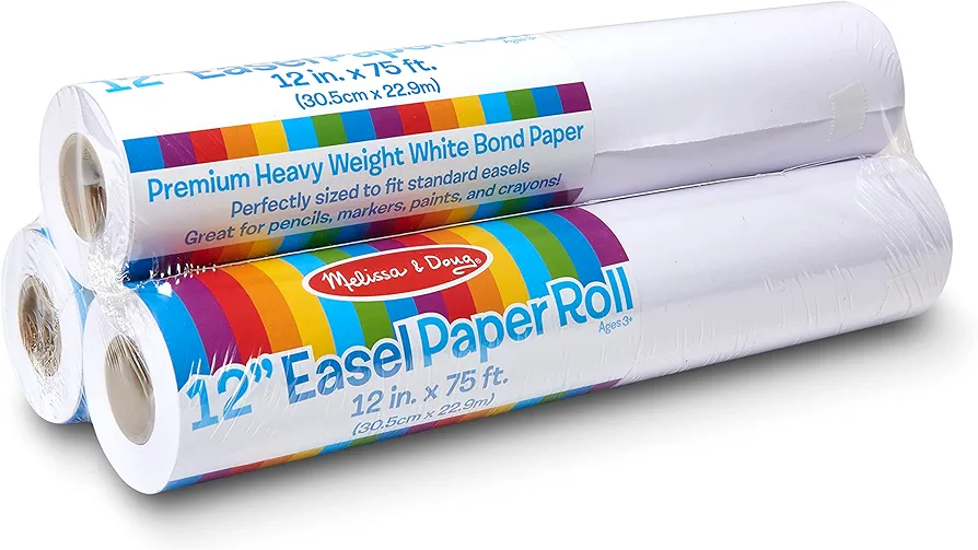 Melissa & Doug Tabletop Easel Paper Roll (12 inches x 75 feet), 3-Pack