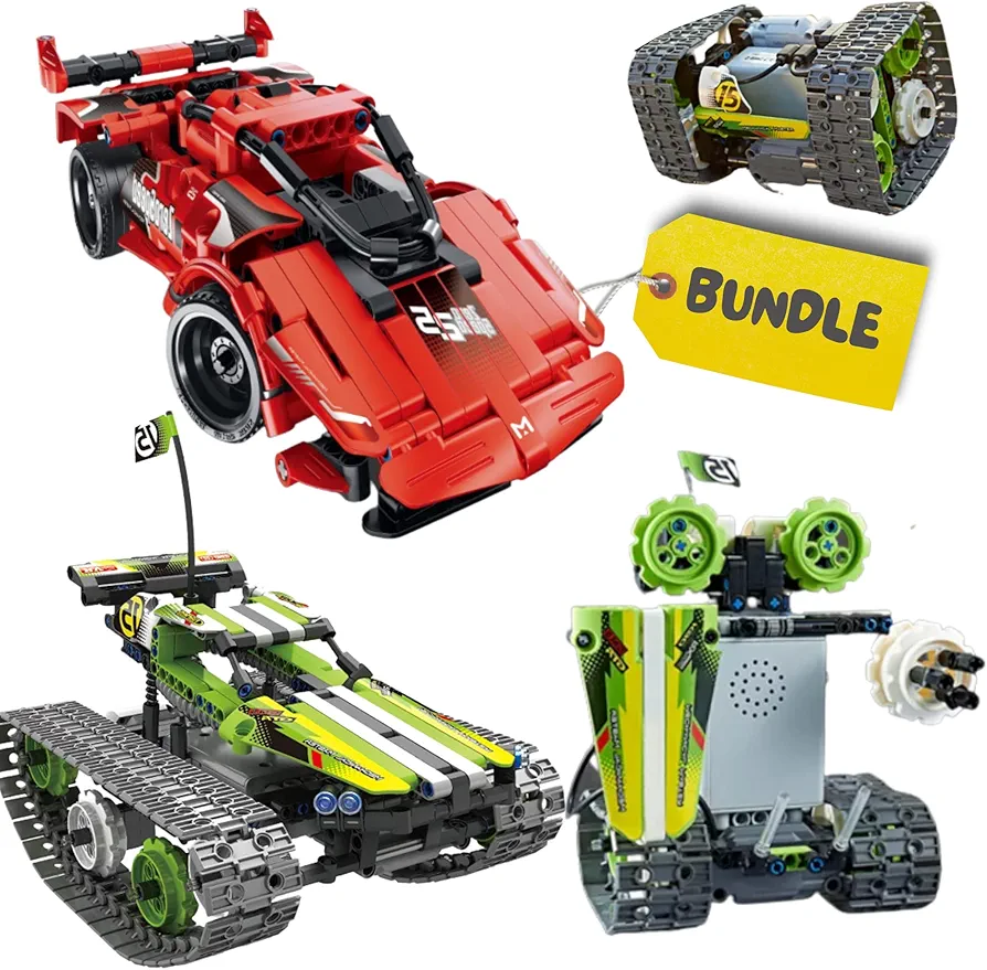 Remote Control Cars - Building Toys Bundle. Speed Racers and Track Racers Model Kit to Build. Birthday Gift for Boys Ages 7 8 9 10 11 12 Years Old. Cool Engineering STEM Project Idea for Kids