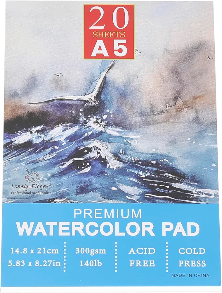 Watercolor Pad, 140lb/300gsm, 20 Sheets, Cold-Pressed, Acid-Free,Artist Painting Paper Ideal for Beginners and Students - Watercolor Paper Painting (A5)