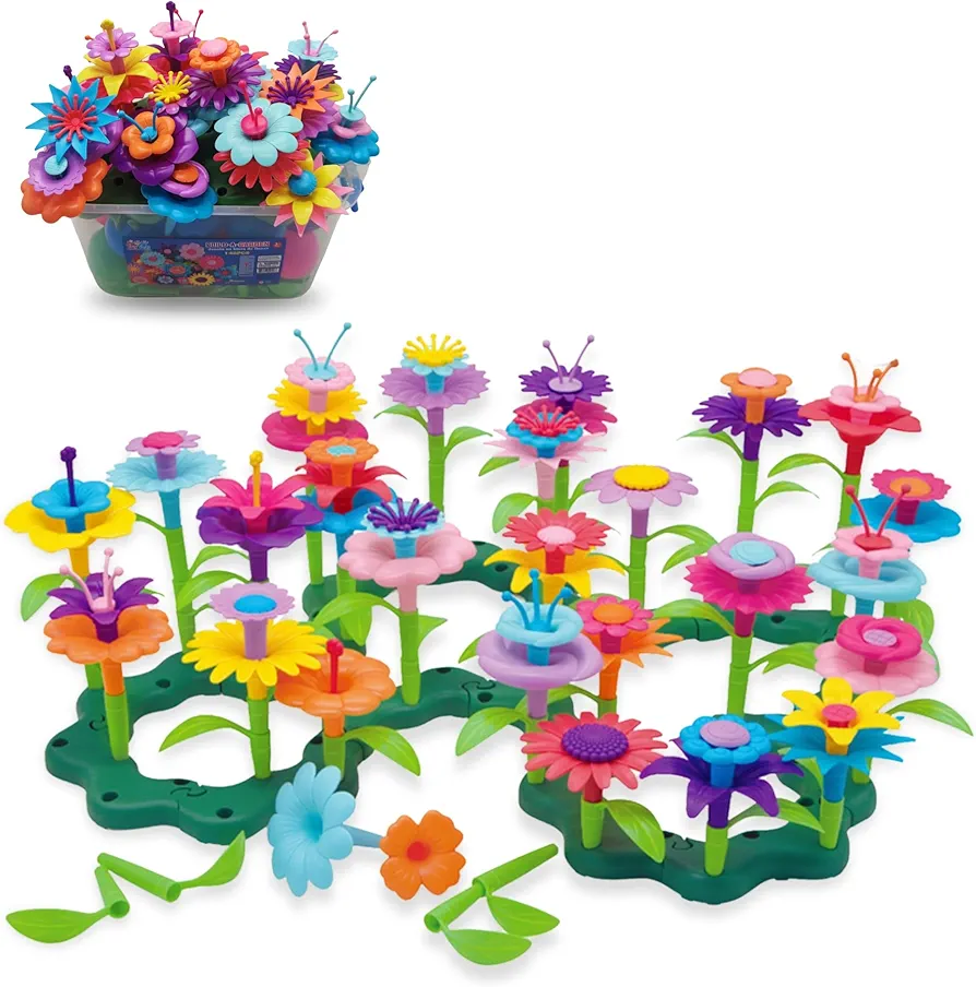 TOYVELT Flower Garden Building Set for Girls - 148-Piece STEM Toy with Storage Box - Best Educational and Creative Gift for Preschool Kindergarden Girls and Boys Aged 3 4 5 6 7 Years Old