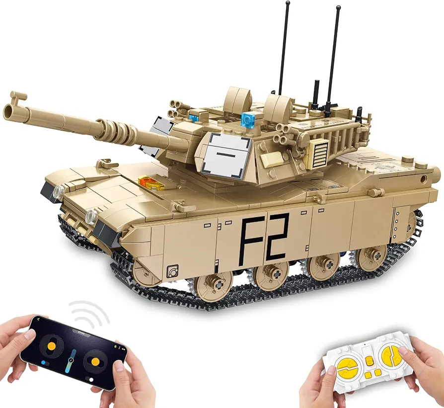 Military M1A2 RC Tank Building Toys -1096 PCS WW2 Army Military Toys Building Blocks for Adults, World of Tanks Building Set for Sons Grandchildren Nieces Nephews Christmas & Birthday Gift