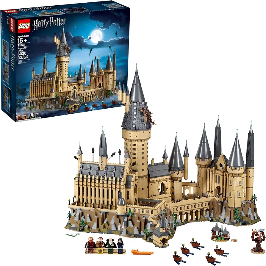 LEGO Harry Potter Hogwarts Castle Building Set, Harry Potter Activity Kit with Minifigures, Wands, Boats, a Spider, and Gryffindor and Hufflepuff Accessories; Collectible Model for Adults, 71043