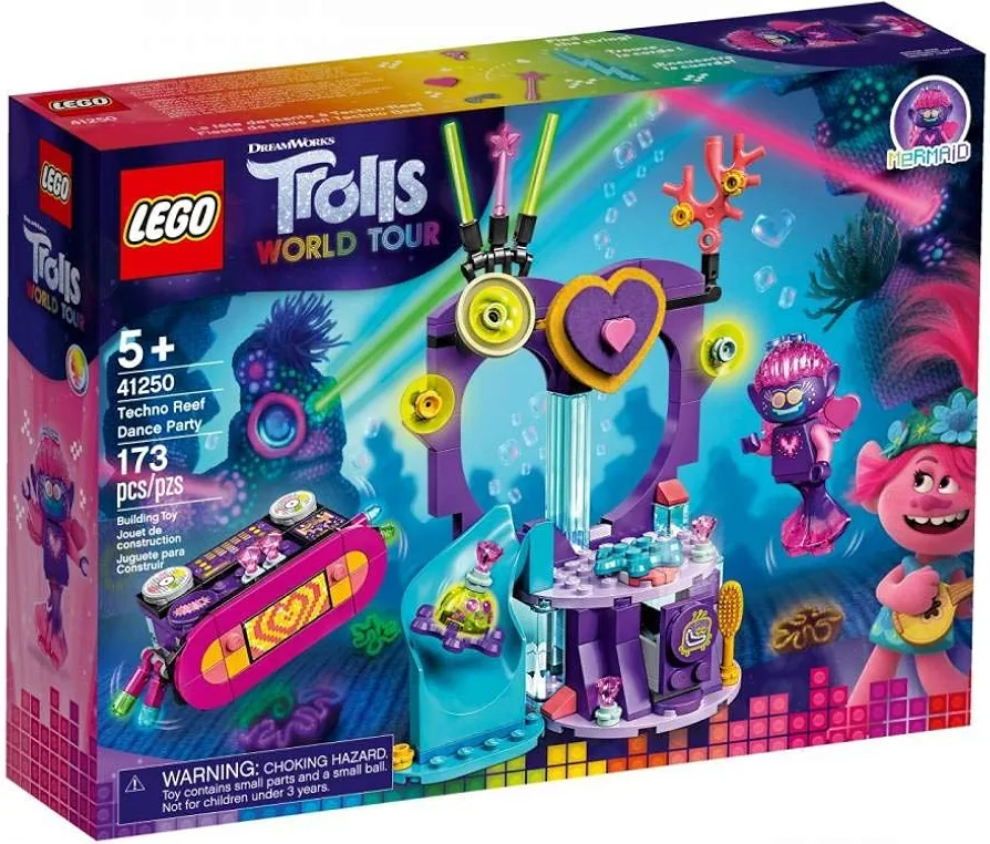 LEGO Unisex Trolls World Tour Techno Reef Dance Party 41250 Building Kit, Awesome Trolls Playset for Creative Play, New 2020 (173 Pieces) Multicolor One Size One Size