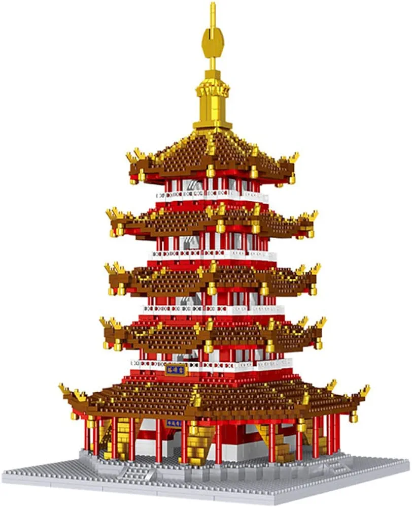 Leifeng Pagoda Oriental Tower Building Blocks Set (3235Pcs) Famous World Architecture Educational Toys Micro Bricks for Kids Adults