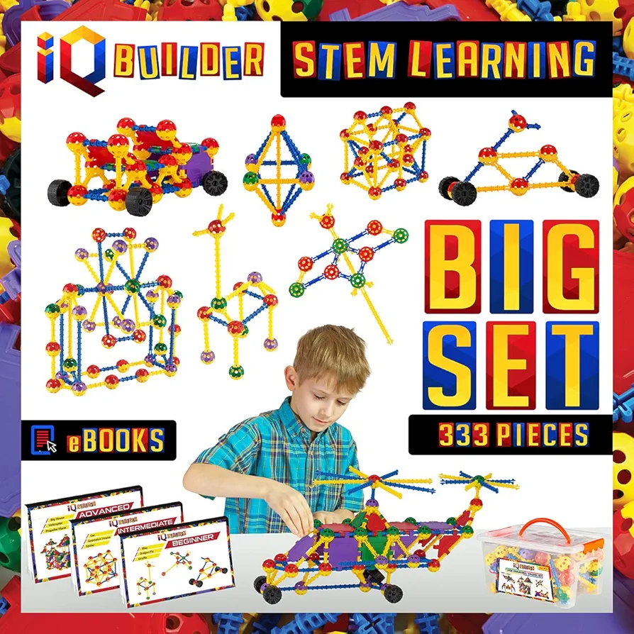 IQ BUILDER | STEM Learning Toys | Creative Construction Engineering | Fun Educational Building Blocks Toy Set for Boys and Girls Ages 5 6 7 8 9 10 Year Old + | Best Toy Gift for Kids | Activity Game