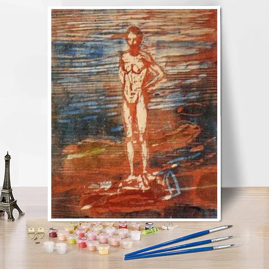 DIY Painting Kits for Adults Man Bathing Painting by Edvard Munch Arts Craft for Home Wall Decor