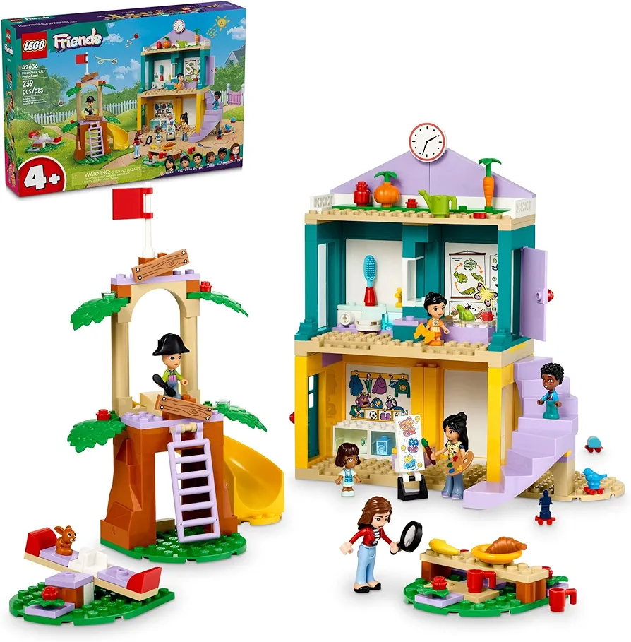 LEGO Friends Heartlake City Preschool Classroom Toy for Kids, Creative Pretend Play for Girls and Boys ages 4 Years Old and Up, Comes with 2 Mini Dolls and 4 Micro Dolls, 42636