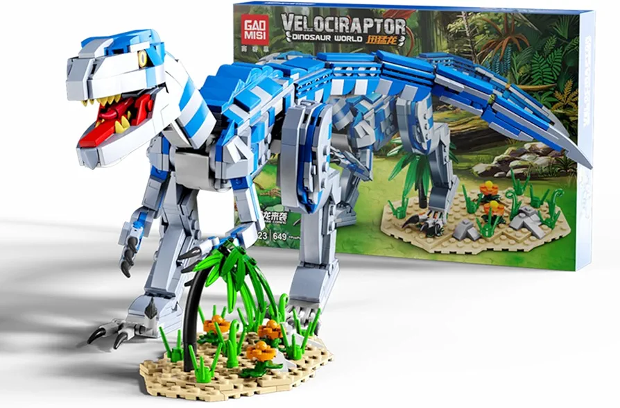 Dinosaur in Building Sets, L007, Jurassic Velociraptor Mongoliensis, Dino World Park, Set for Boys and Girls, Age 4 + Year Old,649PCS