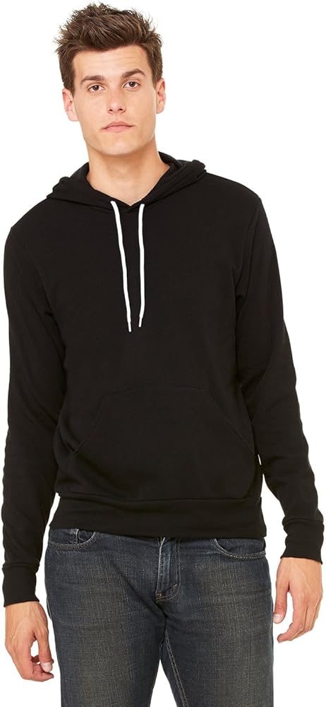 Bella+Canvas Men's Poly-Cotton Fleece Pullover Hoodie, Black, S