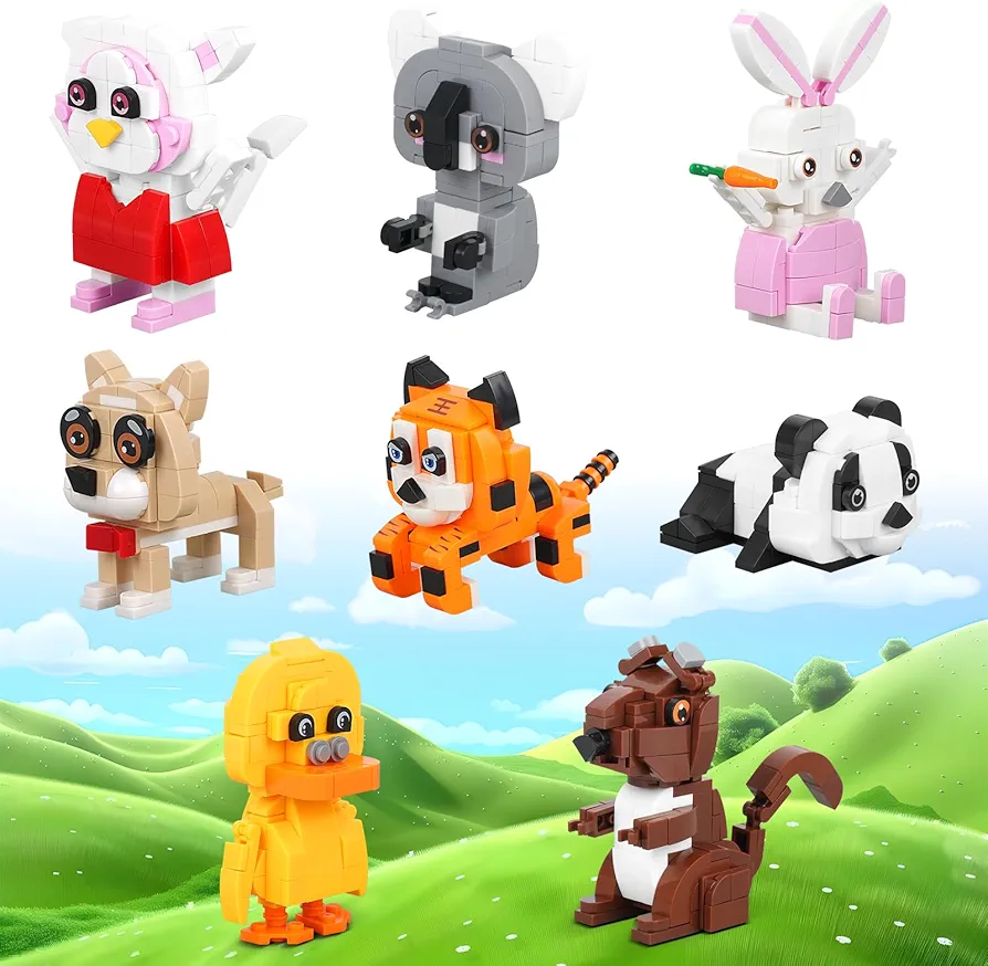 8 Packs Animal Building Block Toy - 862 PCS Animals Building Brick Sets for Party Favors Goodie Bags Stocking Stuffer Classroom Prizes, Birthday Gift for Kids Boys Girls Ages 6-12+