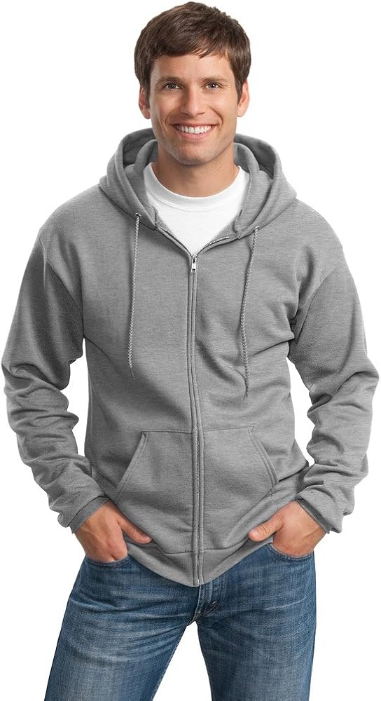 Port & Company Mens Tall Ultimate Full-Zip Hooded Sweatshirt, Athletic Heather, 4XLT