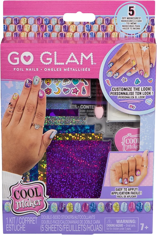 Cool Maker, GO Glam Foil Nails Kit with 6 Sheets of Shimmer Foil & Nail Stickers for 5 DIY Manicures, Arts and Crafts Kids Toys for Girls Ages 7+